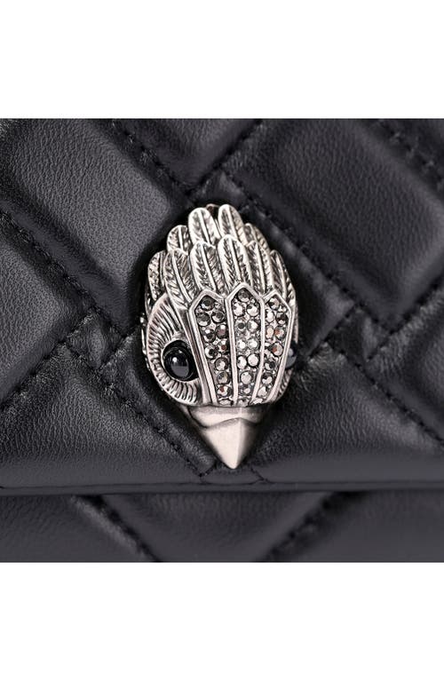 Kurt Geiger Quilted Black Handbag With Decorative Clasp And Chain Strap In Gray