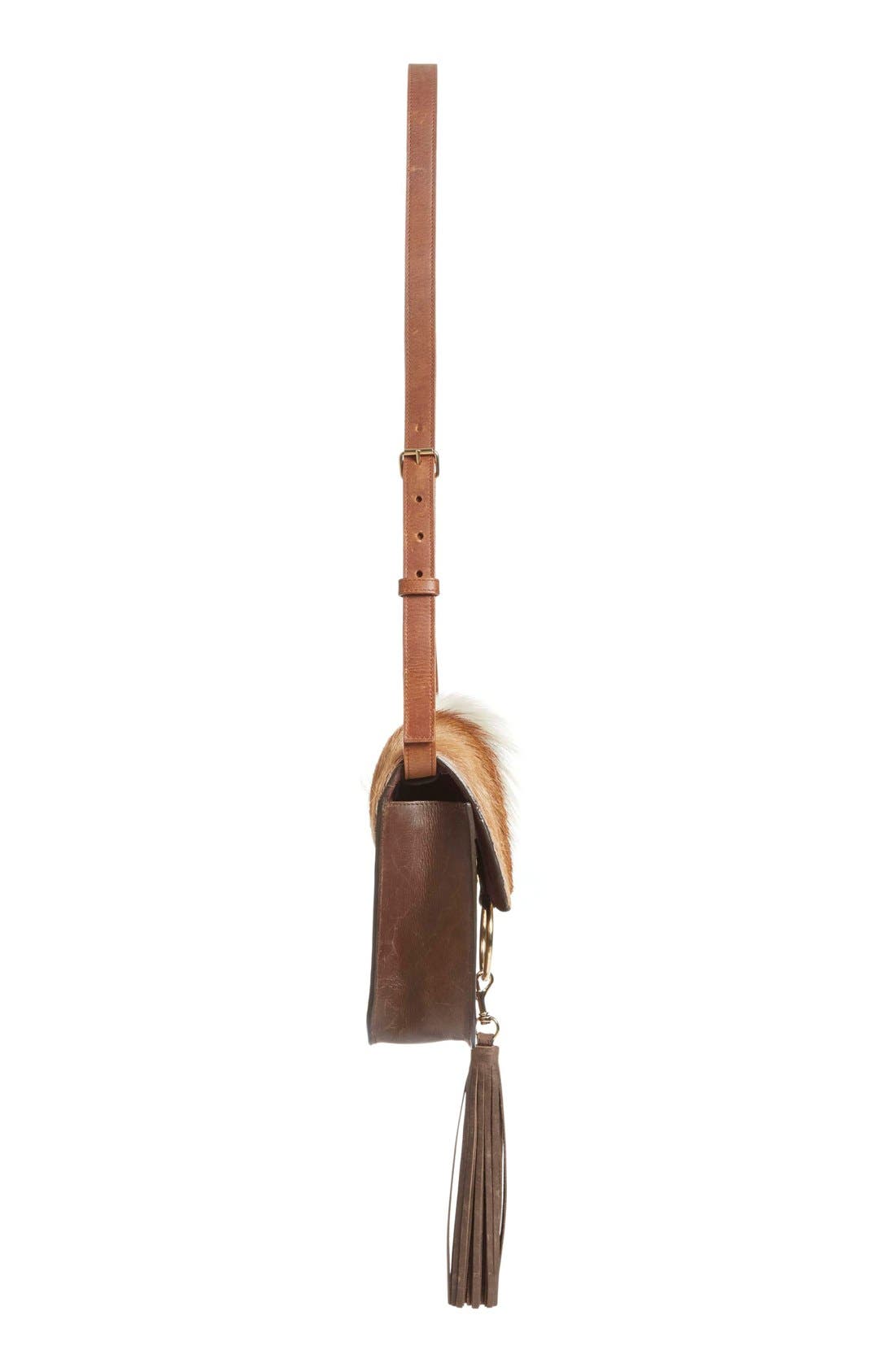 'Palma' Springbok & Leather Crossbody Bag, Alternate, color, BROWN/ NATURAL