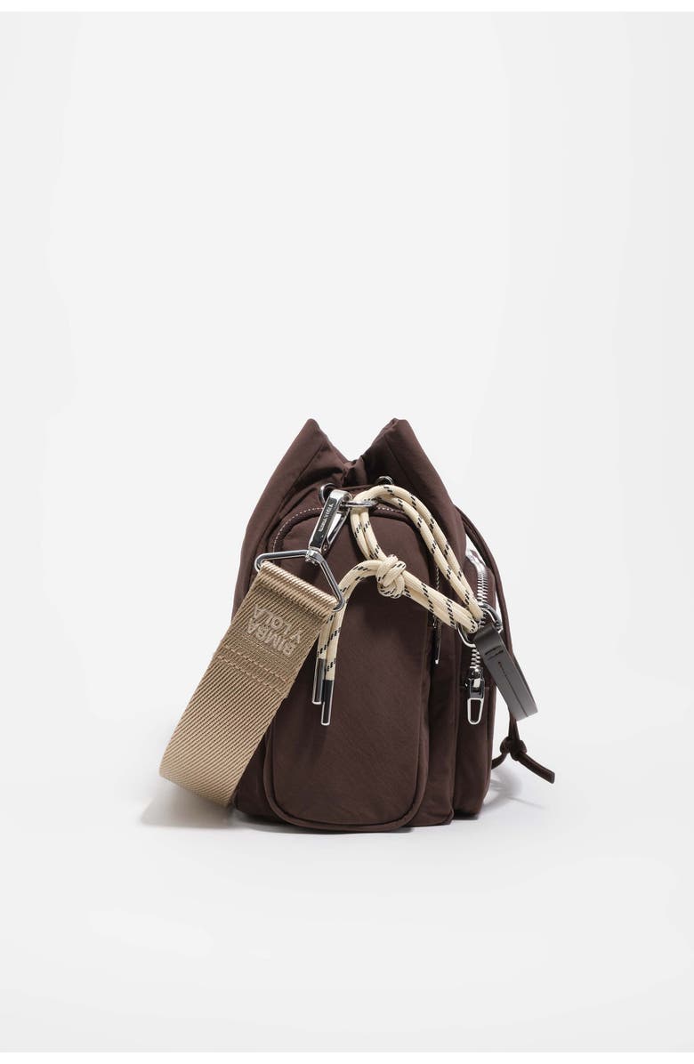 Bimba y Lola Nylon Structured Crossbody Bag, Alternate, color, Dark Brown