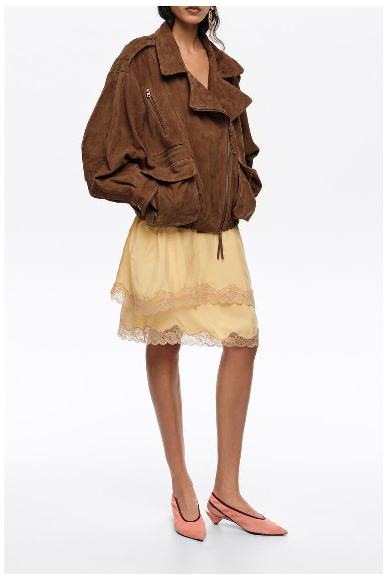 Double-Front Suede Jacket, Main, color, DARK OLIVE