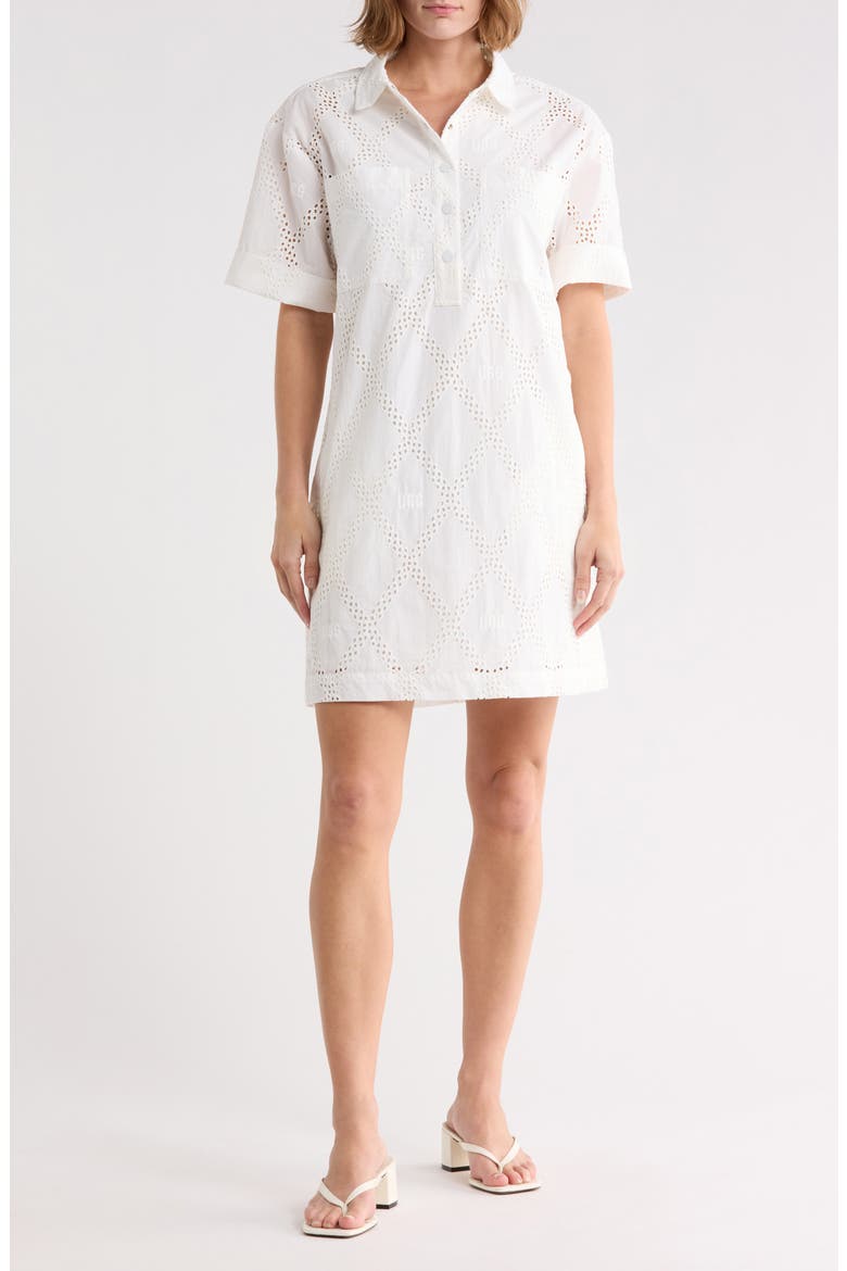 Inya Eyelet Polo Dress, Main, color, WHITE