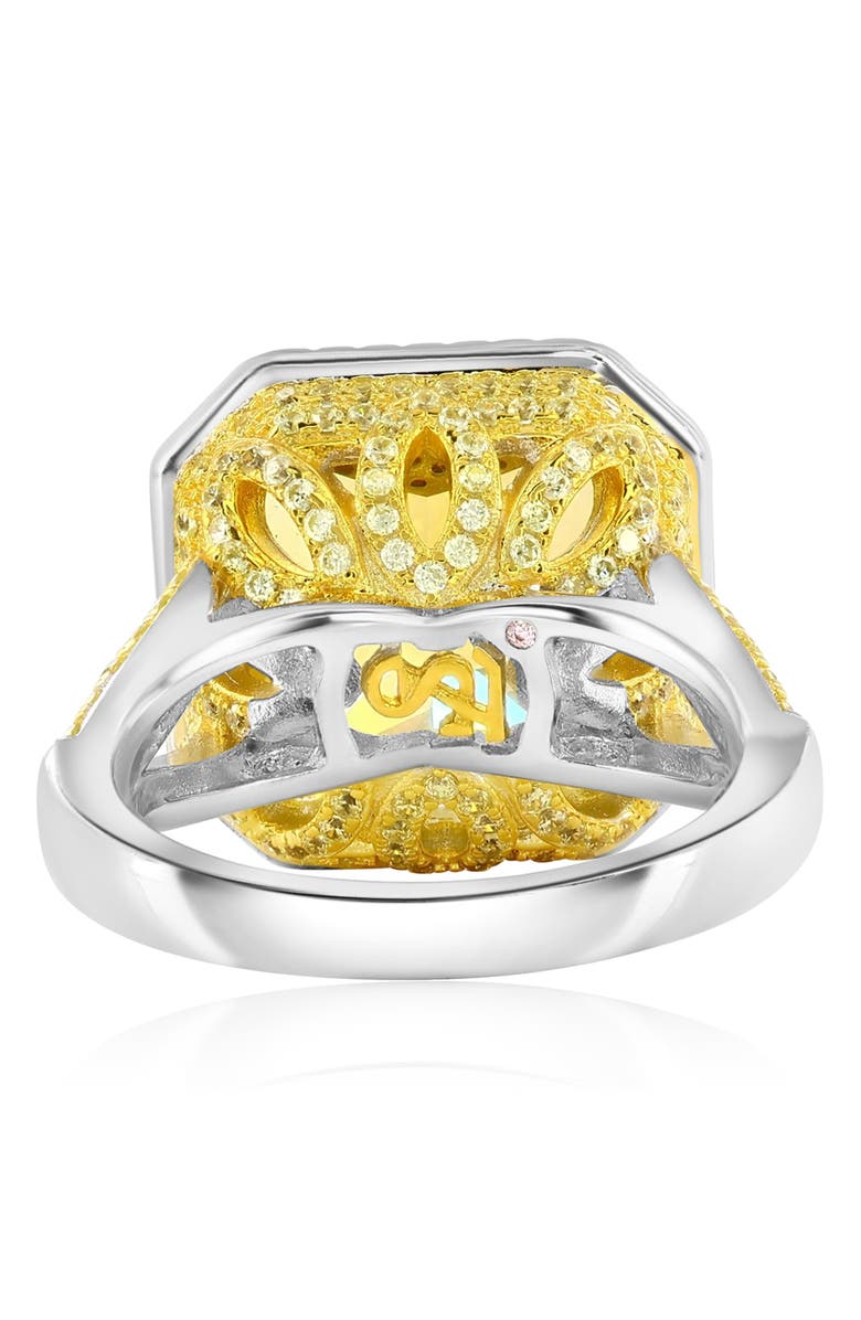 SUZY LEVIAN Gala Yellow Asscher Cut Cubic Zirconia Halo Engagement Ring, Alternate, color, 