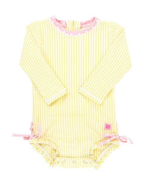 Girls Seersucker Long Sleeve UPF50+ One Piece Rash Guard