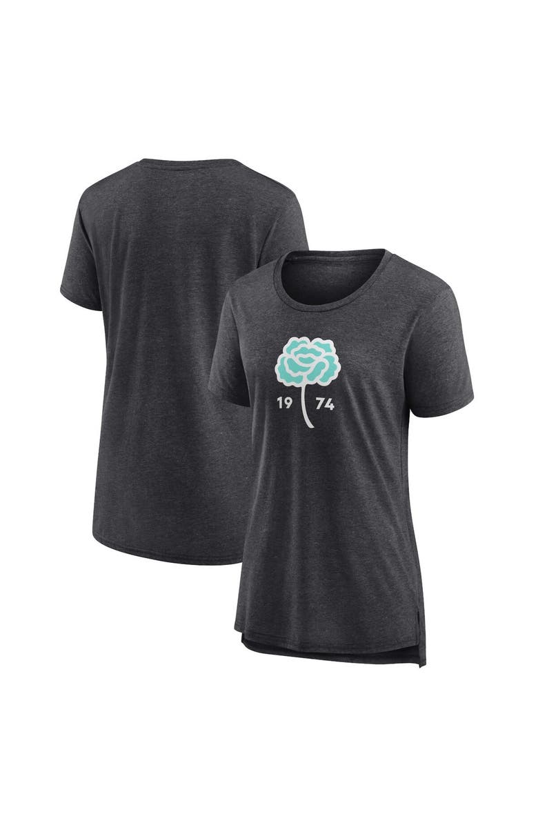 FANATICS Women's Fanatics Branded Heather Charcoal Seattle Sounders FC Distressed Carnation Tri-Blend T-Shirt, Main, color, 