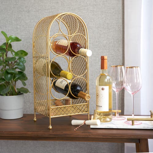 Twine Trellis 7 Bottle Wine Rack In Gold