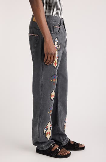 Lewys Embroidered Straight Leg Jeans