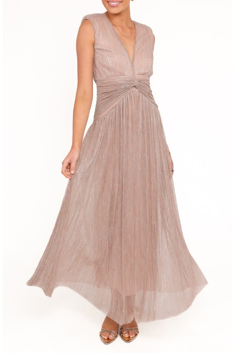 Cara Metallic Maxi Dress, Main, color, ROSE GOLD