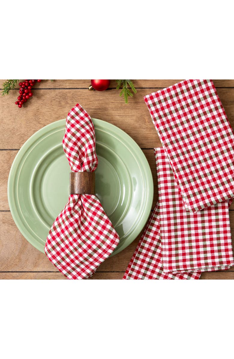 Design Imports Holiday Houndstooth 4-Piece Napkin Set, Alternate, color, Holiday Houndstooth Plaid
