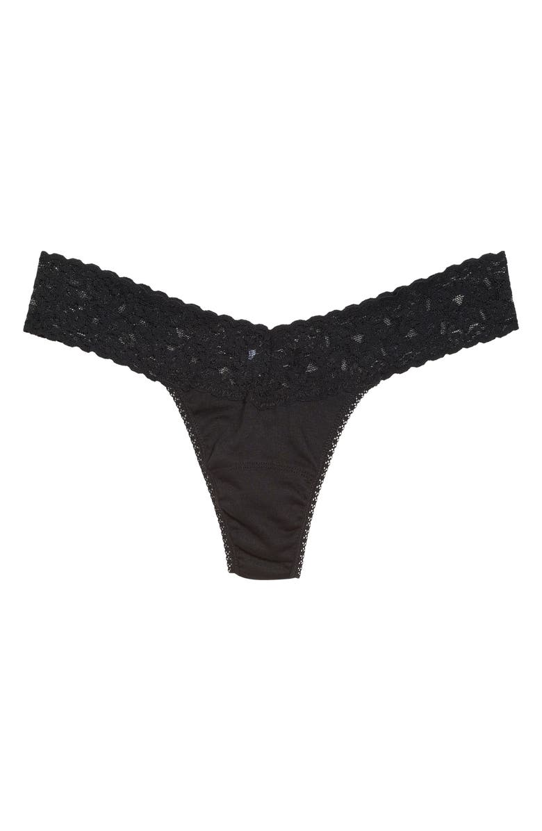 Hanky Panky Mid Rise Lace Trim Thong, Alternate, color, 