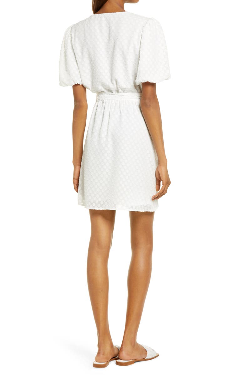 Fraiche by J Dot Jacquard Faux Wrap Dress, Alternate, color, White