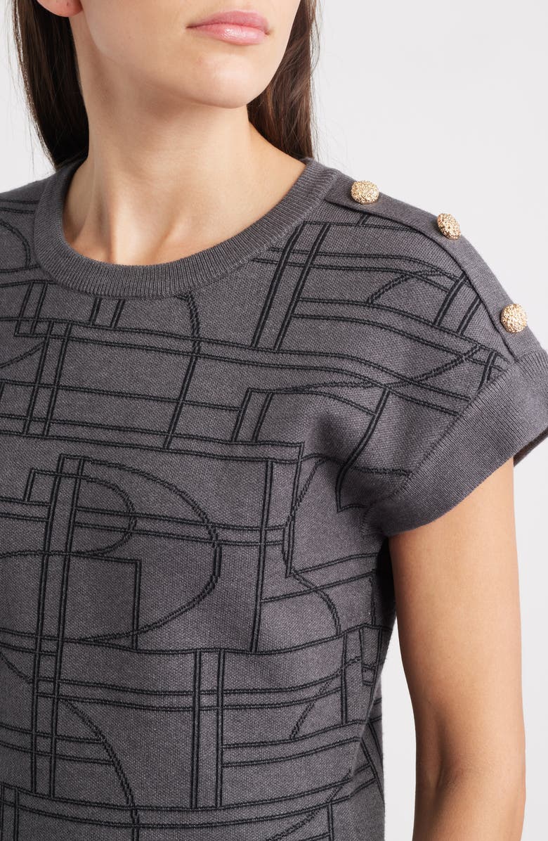 ZOE AND CLAIRE Cap Sleeve Jacquard Sweater, Alternate, color, 