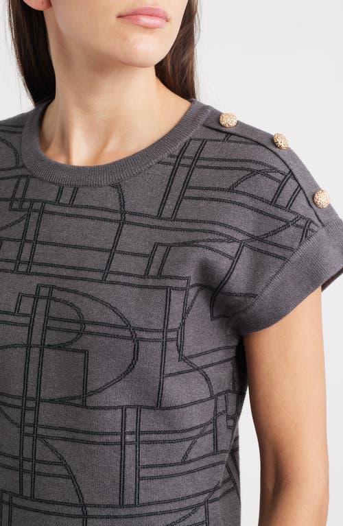 Zoe And Claire Cap Sleeve Jacquard Sweater In Gray