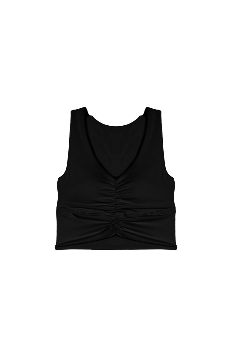 Cheeky Cherry Ruched Sports Bra, Alternate, color, Onyx