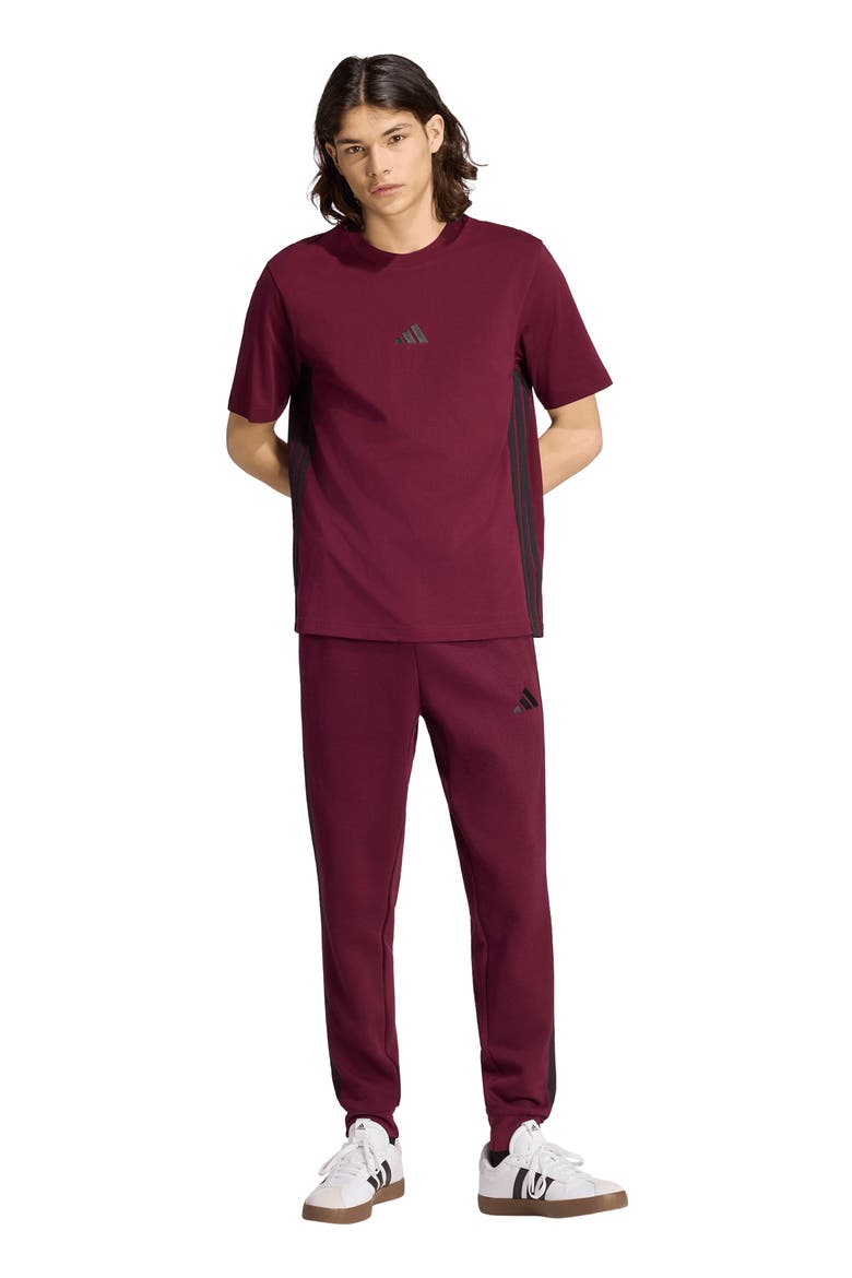 Essentials 3-Stripes Fleece Joggers, Alternate, color, MAROON/ BLACK