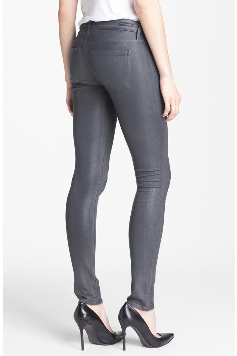 'Racer' Low Rise Coated Jeans, Alternate, color, SMOKE TONE