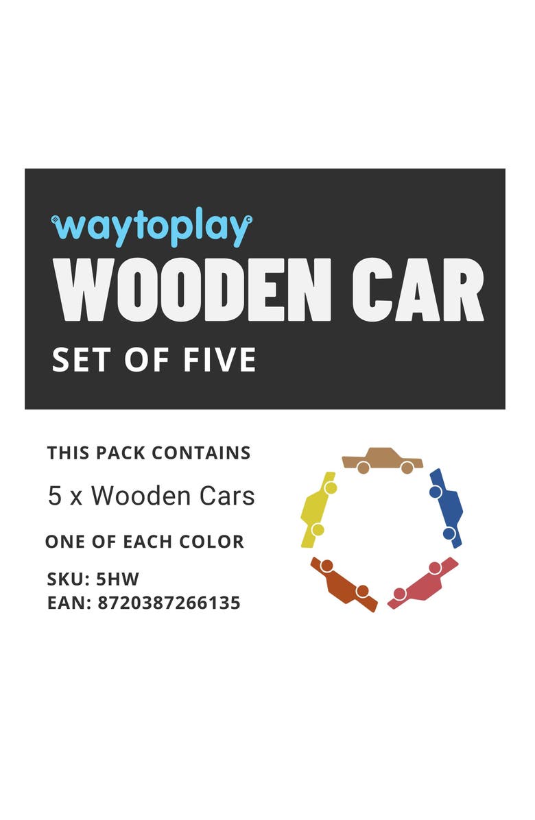 Waytoplay Kids' Back & Forth Set of 5 Wooden Toy Cars, Alternate, color, 
