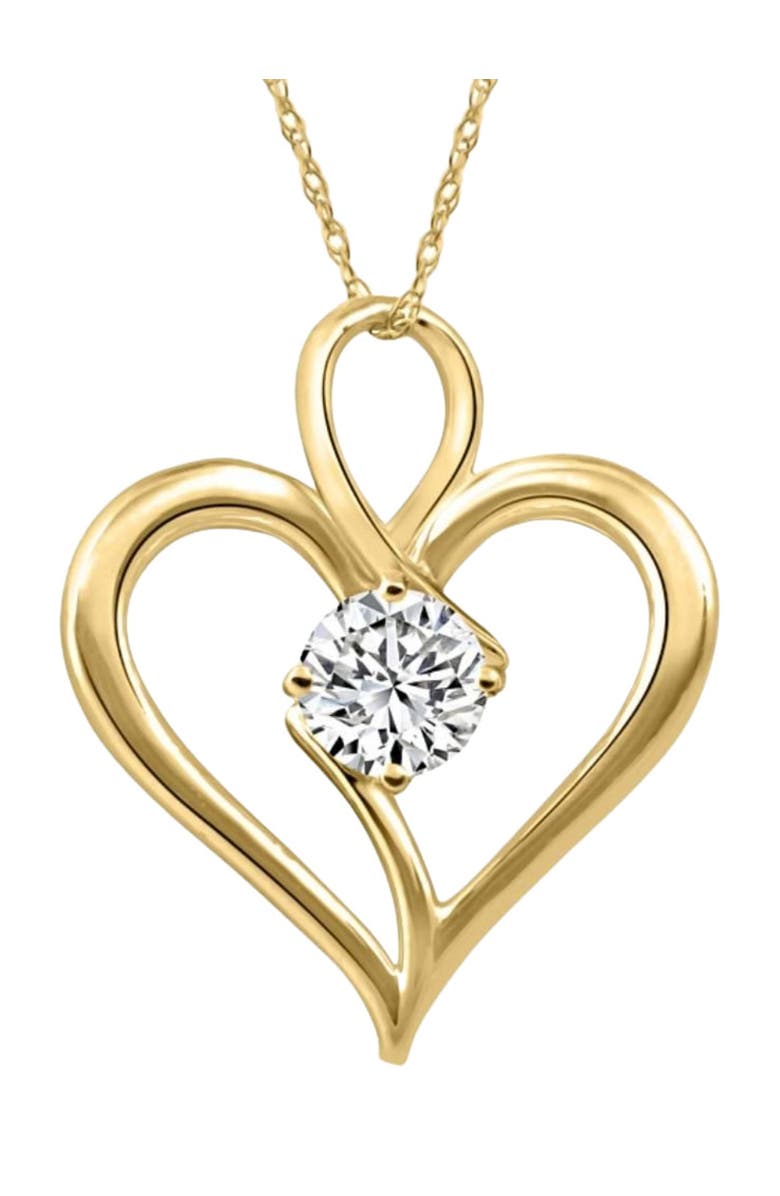 Bliss Diamond 3/4Ct Lab Grown Diamond Solitaire Heart Necklace in Gold Pendant, Main, color, 