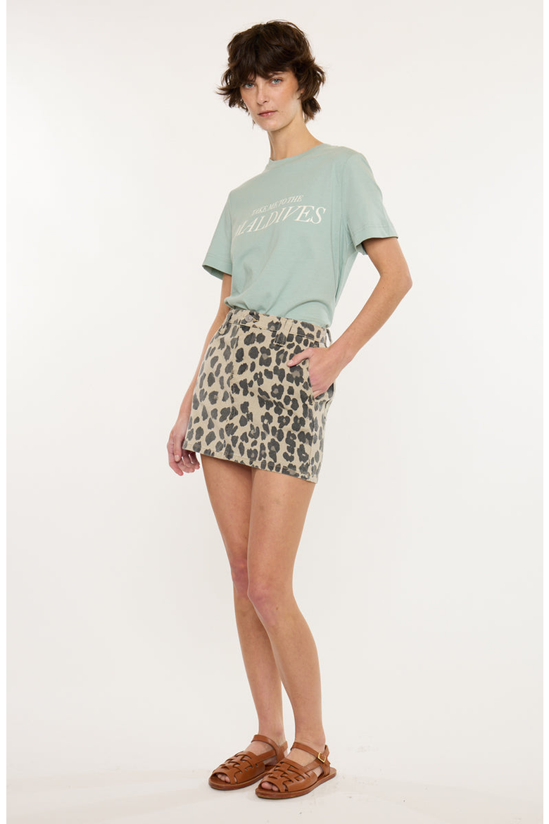 Leah Mid Rise Mini Skirt, Alternate, color, Leopard