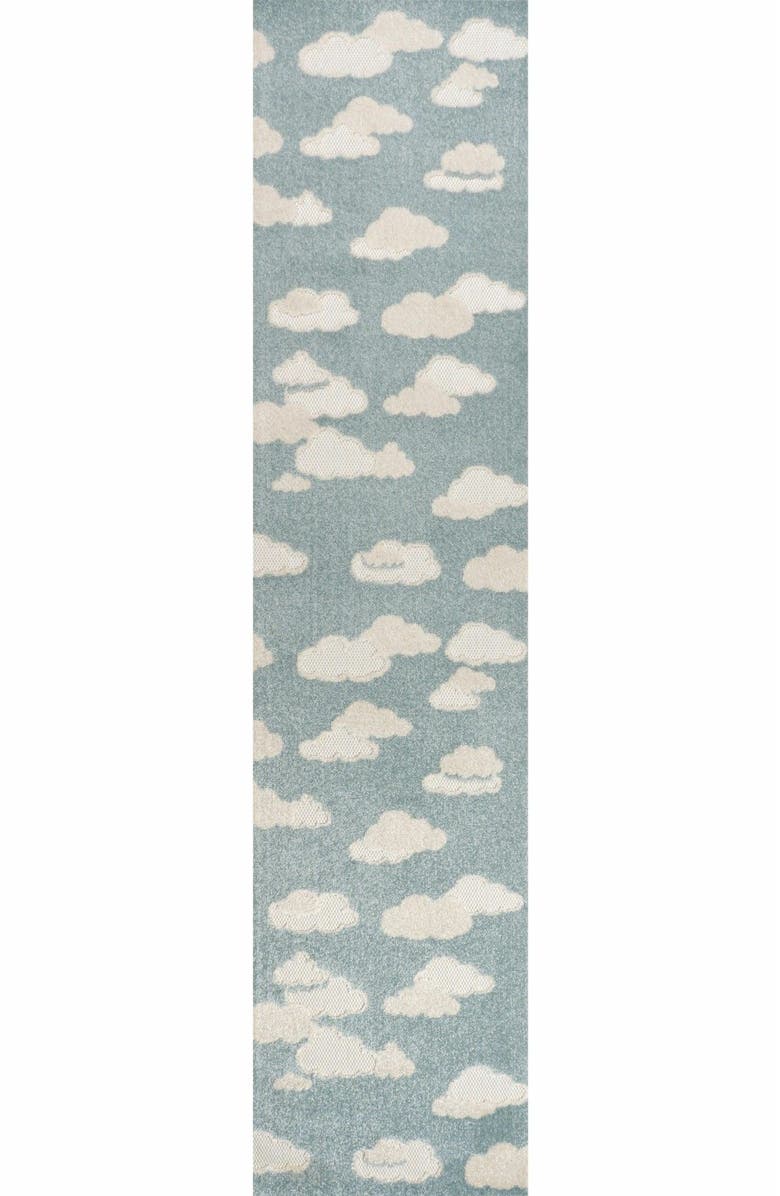 JONATHAN Y Hedwig High-Low Youth Cloud Scandi Indoor/Outdoor Area Rug, Alternate, color, Blue/Ivory