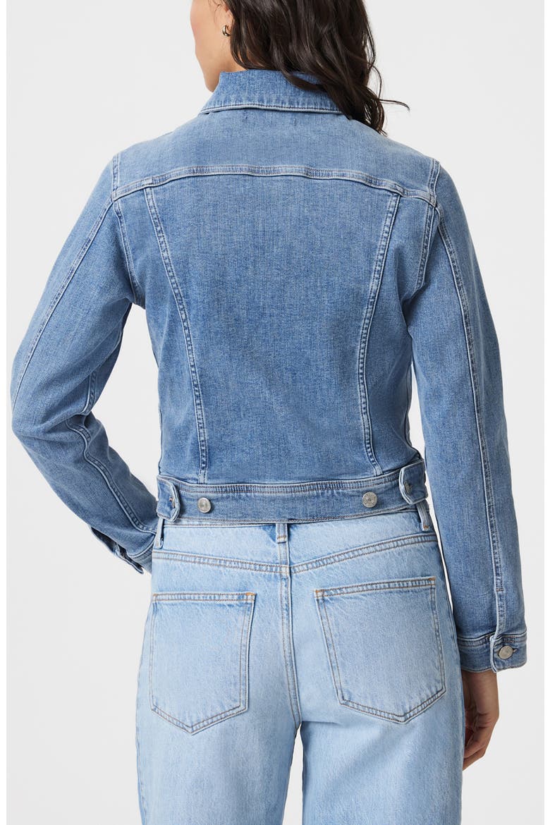 Cecilia Slim Fit Denim Trucker Jacket, Alternate, color, LIGHT BRUSHED FLEX BLUE