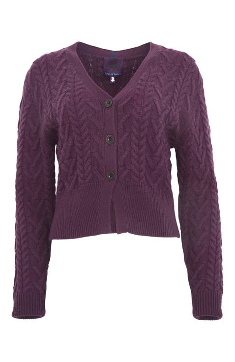 Samantha Cashmere Blend Cable Knit Cardigan Sweater