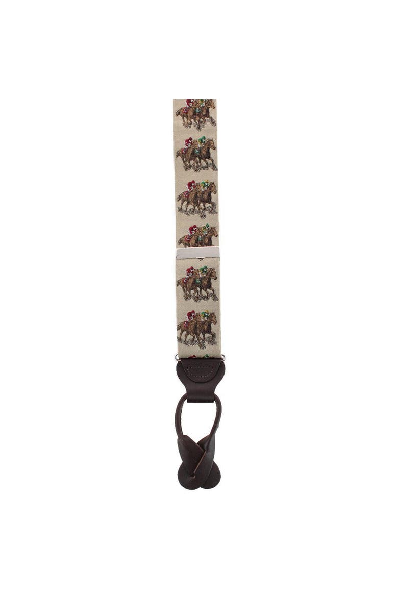 The Home Stretch Novelty Silk Button End Suspenders, Alternate, color, Taupe
