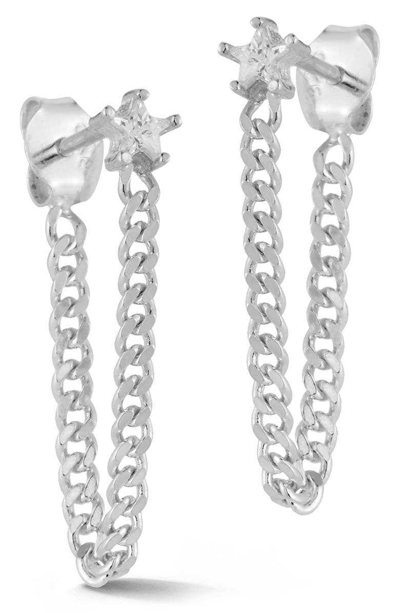 GLAZE JEWELRY Star Front/Back Earrings, Main, color, Silver