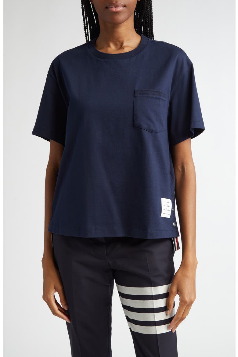 Medium Weight Cotton Jersey Boxy Pocket Tee, Main, color, NAVY