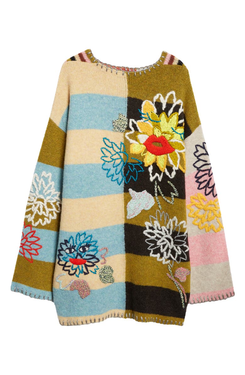 YanYan Chryssy Kissy Embroidered Long Sleeve Wool Blend Sweater Dress, Alternate, color, 