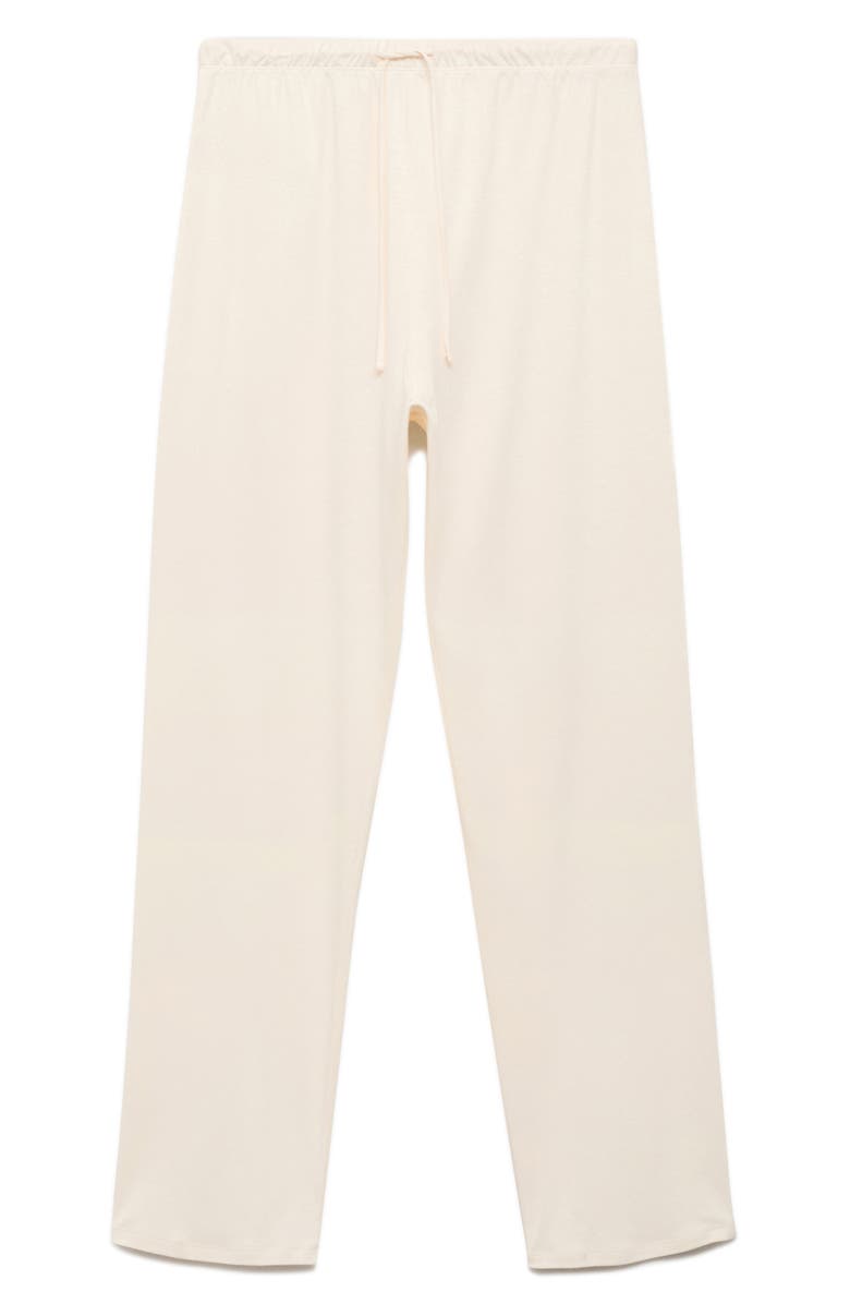 MANGO Solid Cotton Pajama Pants, Main, color, Vanilla