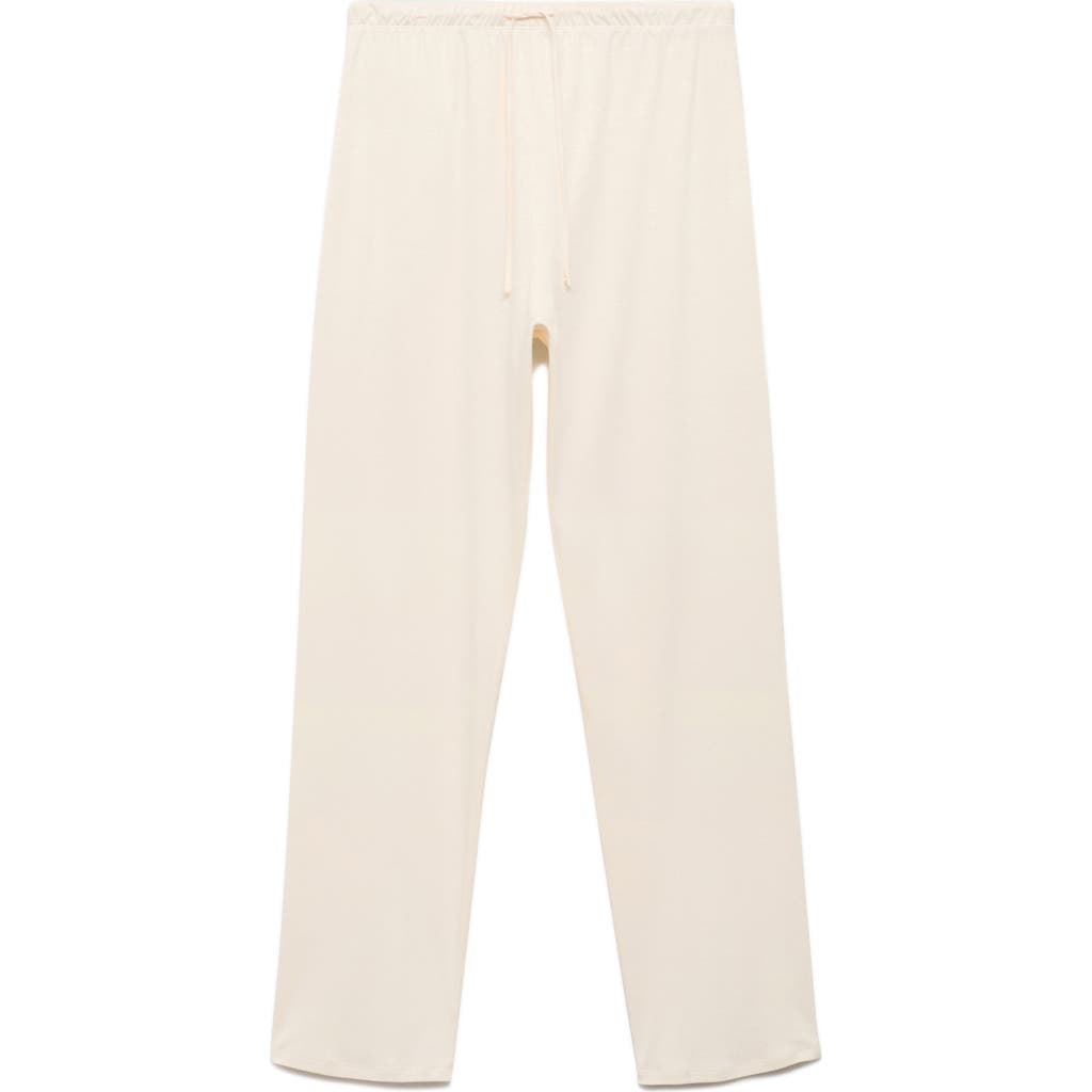 Mango Solid Cotton Pajama Pants In Neutral