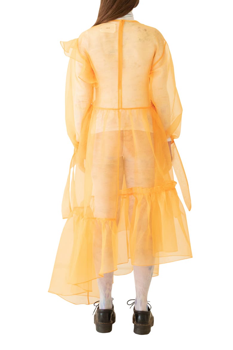 Nine Twenty-Seven Asymmetrical Ruffle Sheer Organza Dress, Alternate, color, WHEAT