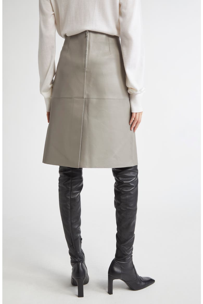 Panelled Lambskin Leather Skirt, Alternate, color, GREY