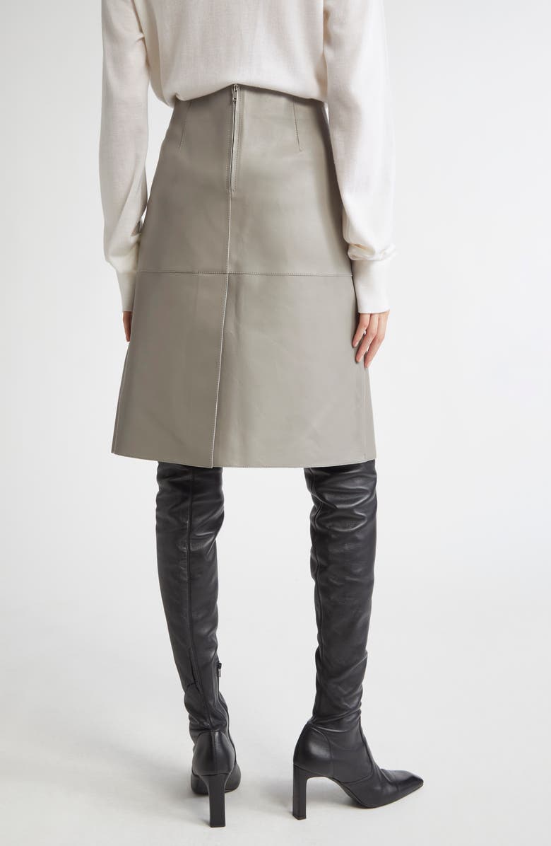 TOTEME Panelled Lambskin Leather Skirt, Alternate, color, Grey