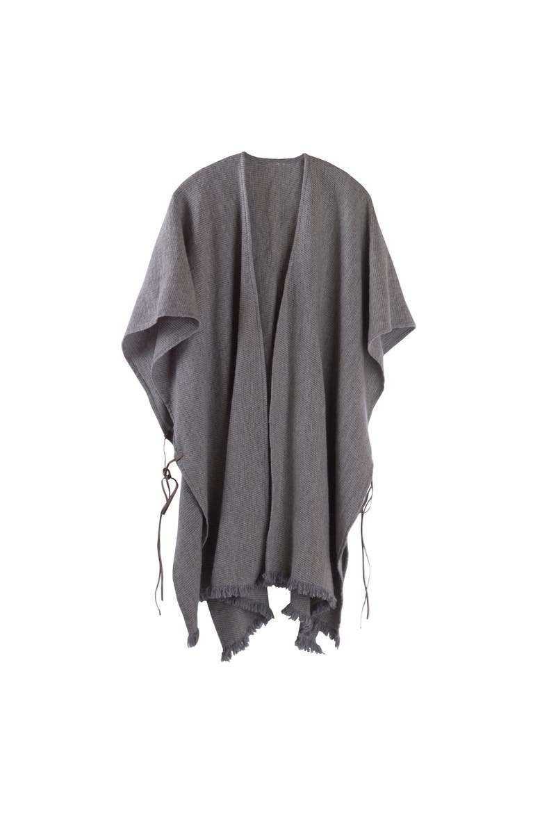Wool Poncho, Alternate, color, Grey
