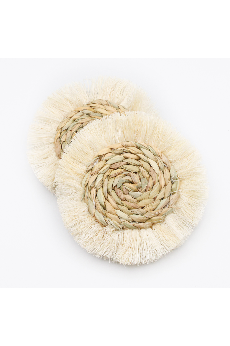 Fringe Coaster Set, Main, color, Natural