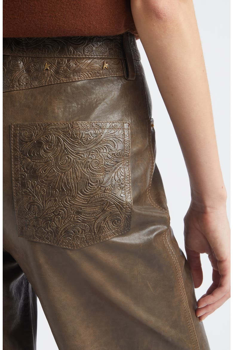 Melany Straight Leg Leather Pants, Alternate, color, MUD GREEN