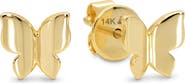 DEVATA Butterfly Stud Earrings in 14K Gold, 6mm