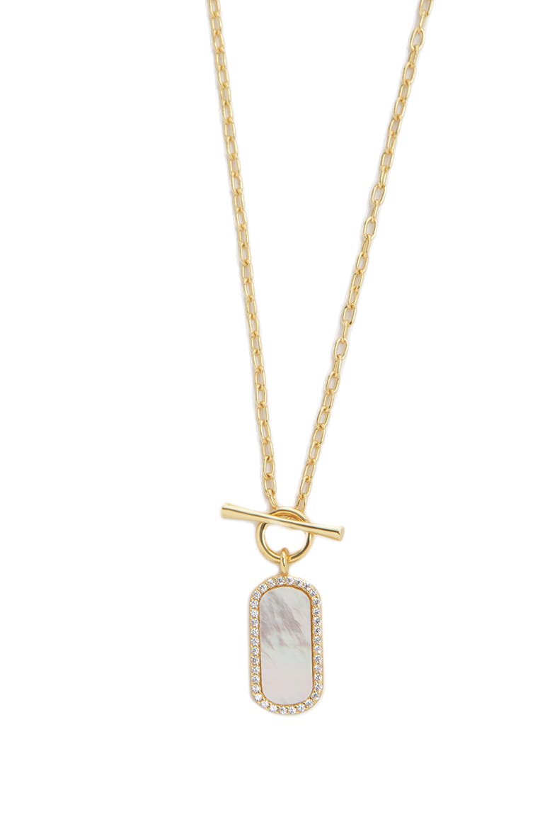 Mother-of-Pearl Dog Tag Pendant Necklace, Main, color, GOLD