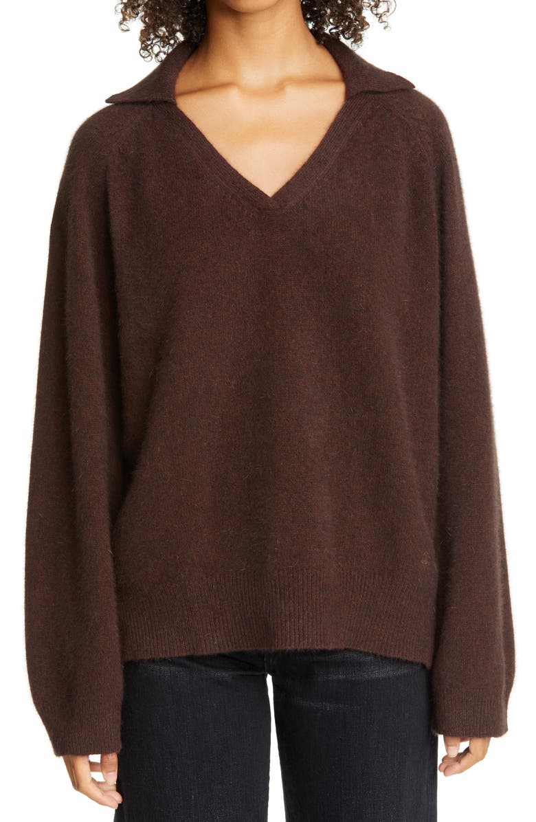 LOULOU DE SAISON Loulou Studio Oversized Wool Blend Polo Sweater, Main, color, 