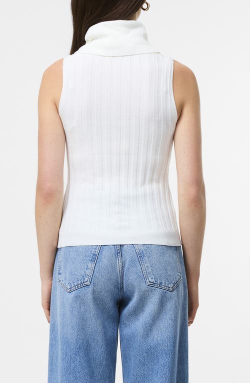 French Connection Rib Turtleneck Sleeveless Sweater In White