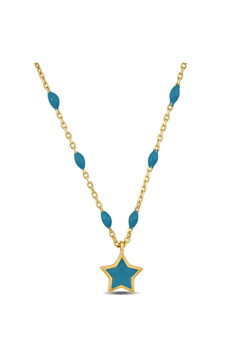 Julianna B. Enamel Star Station Necklace 14K Gold, Main, color, 