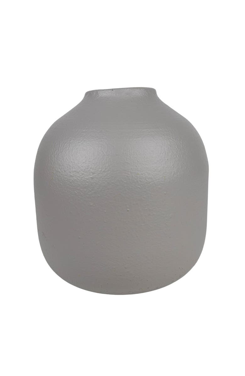 Foreside Home and Garden Textured Vase Gray Metal, Main, color, Gray
