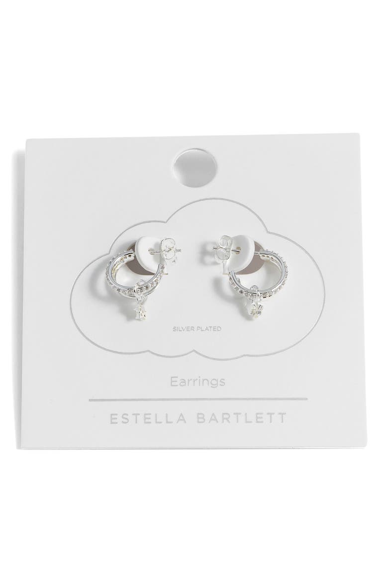 Duo Pavé Star Hoop Earrings, Alternate, color, SILVER