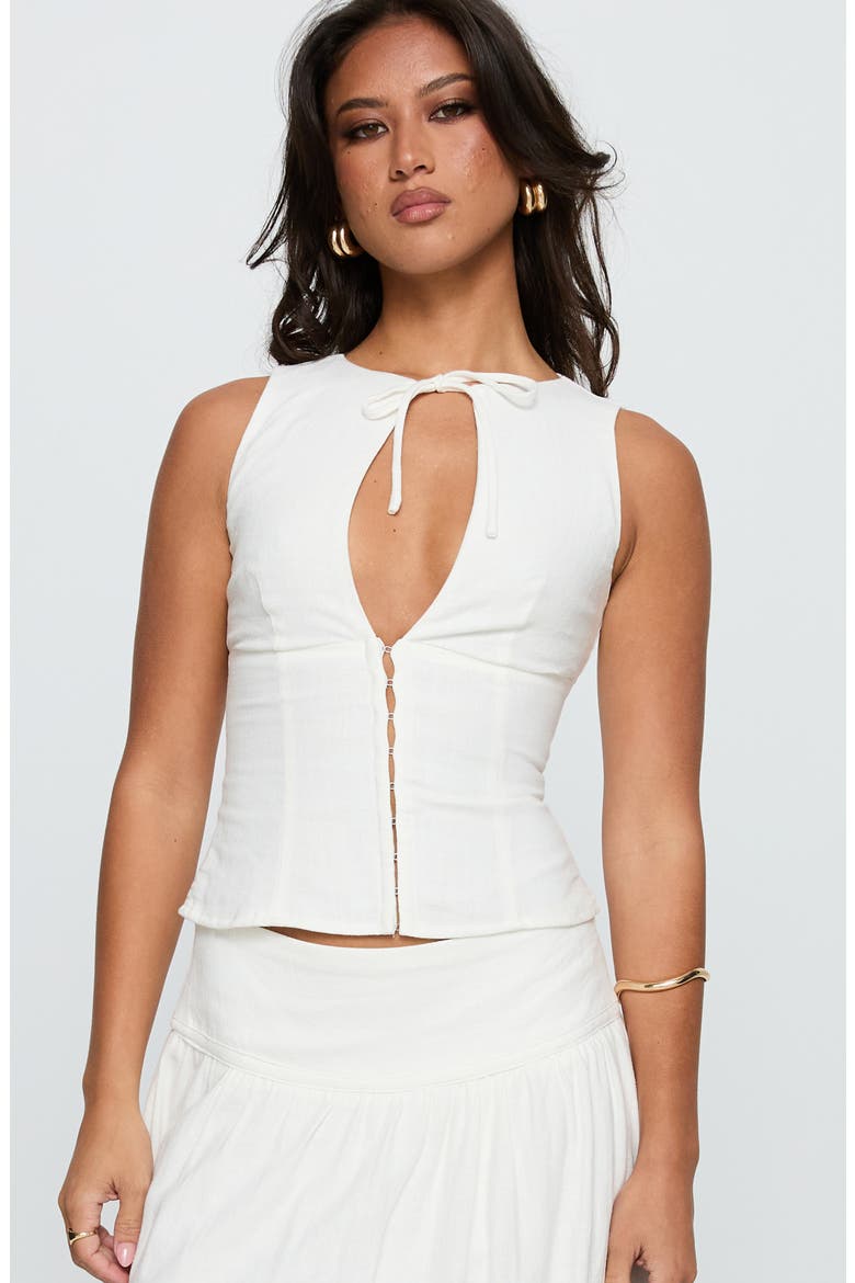 Alissa Keyhole Sleeveless Top, Alternate, color, WHITE