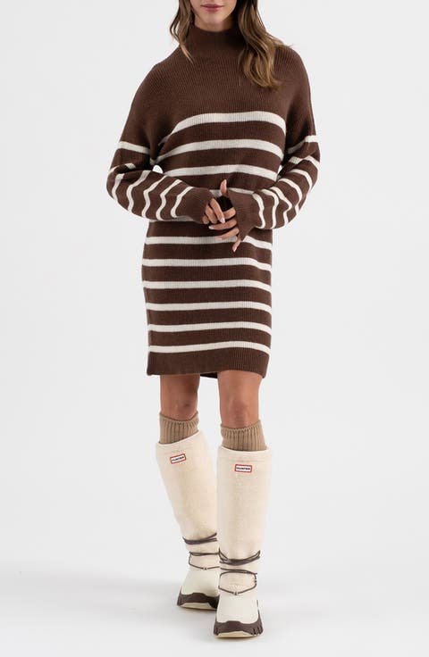 Stripe Long Sleeve Sweater Dress