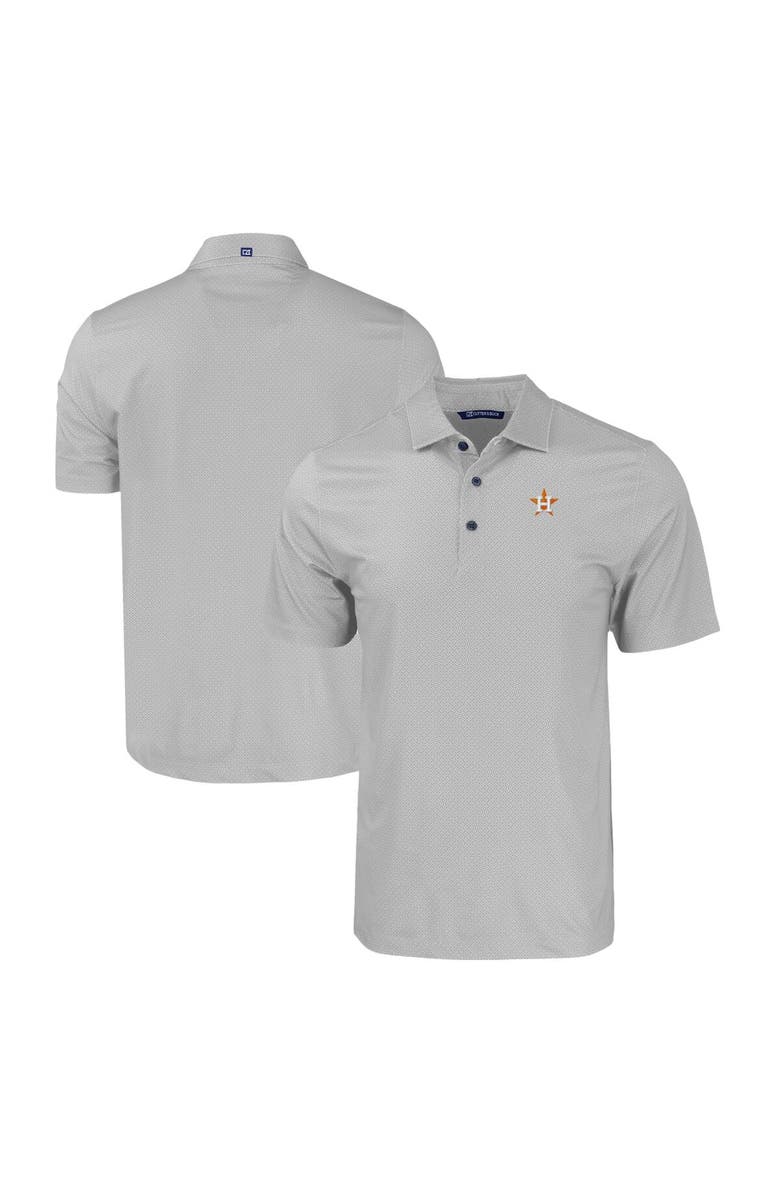 Cutter & Buck Men's Cutter & Buck Gray Houston Astros Big & Tall Pike Eco Tonal Geo Print Stretch Recycled Polo, Alternate, color, 