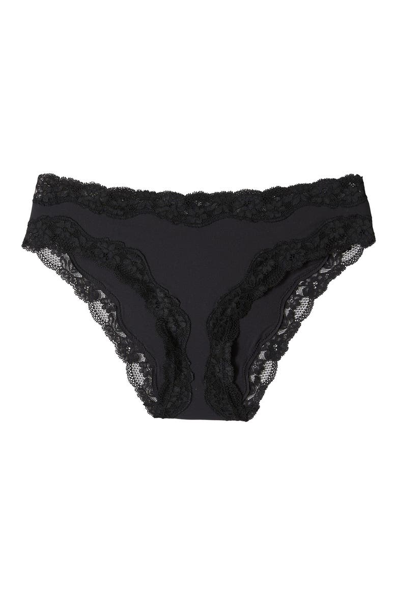 Pure Soft Lace Trim Hipster Briefs, Alternate, color, BLACK