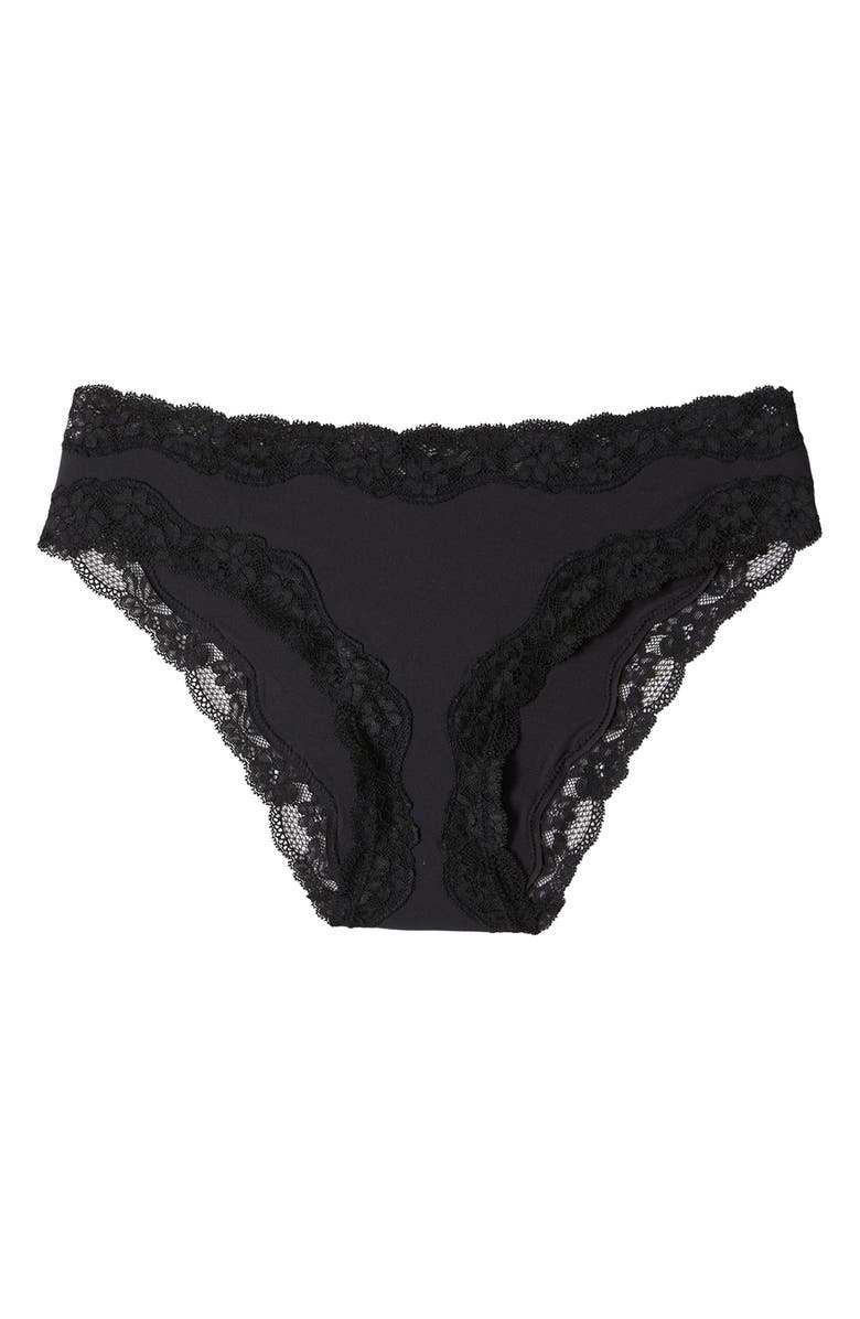 Etam Pure Soft Lace Trim Hipster Briefs, Alternate, color, Black