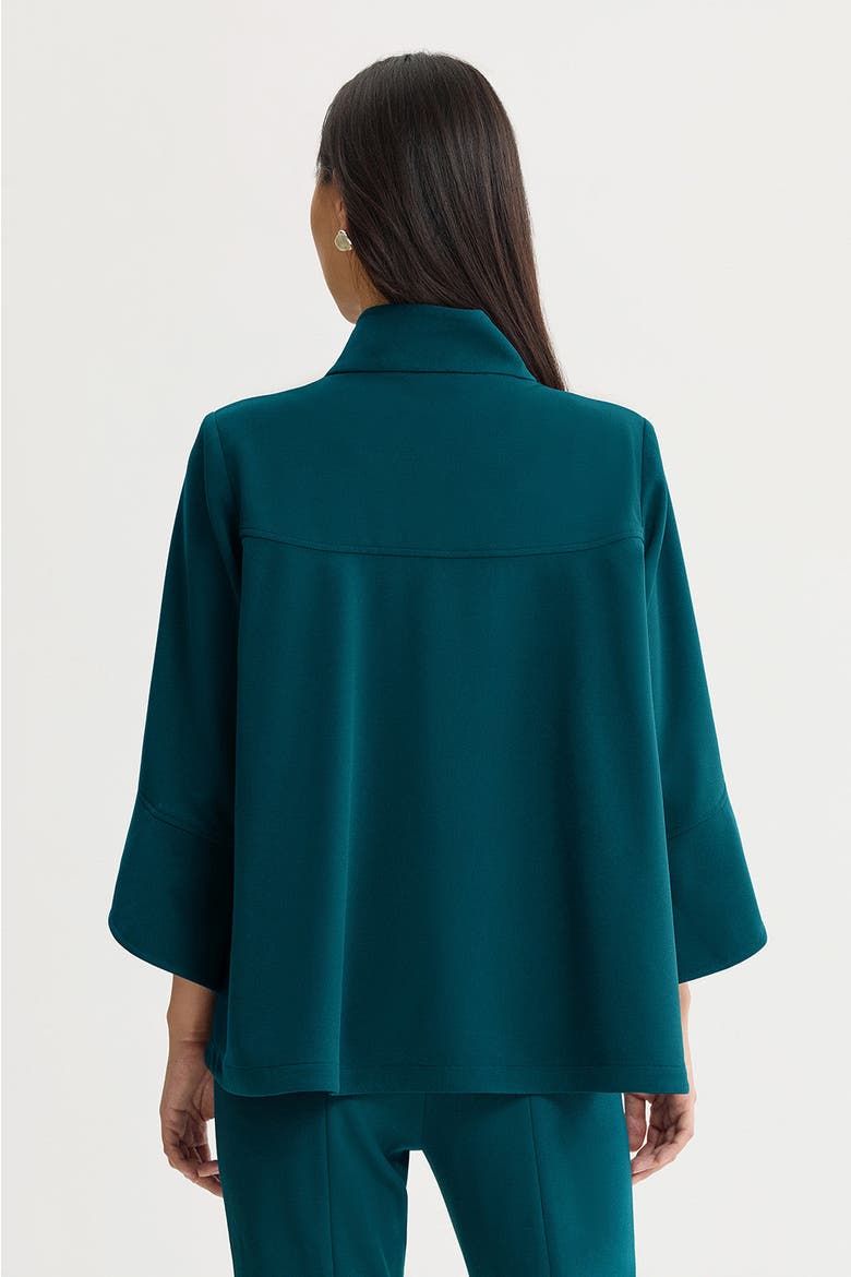 Button Front Bell Sleeve Deco Crepe Jacket, Alternate, color, Deep Teal